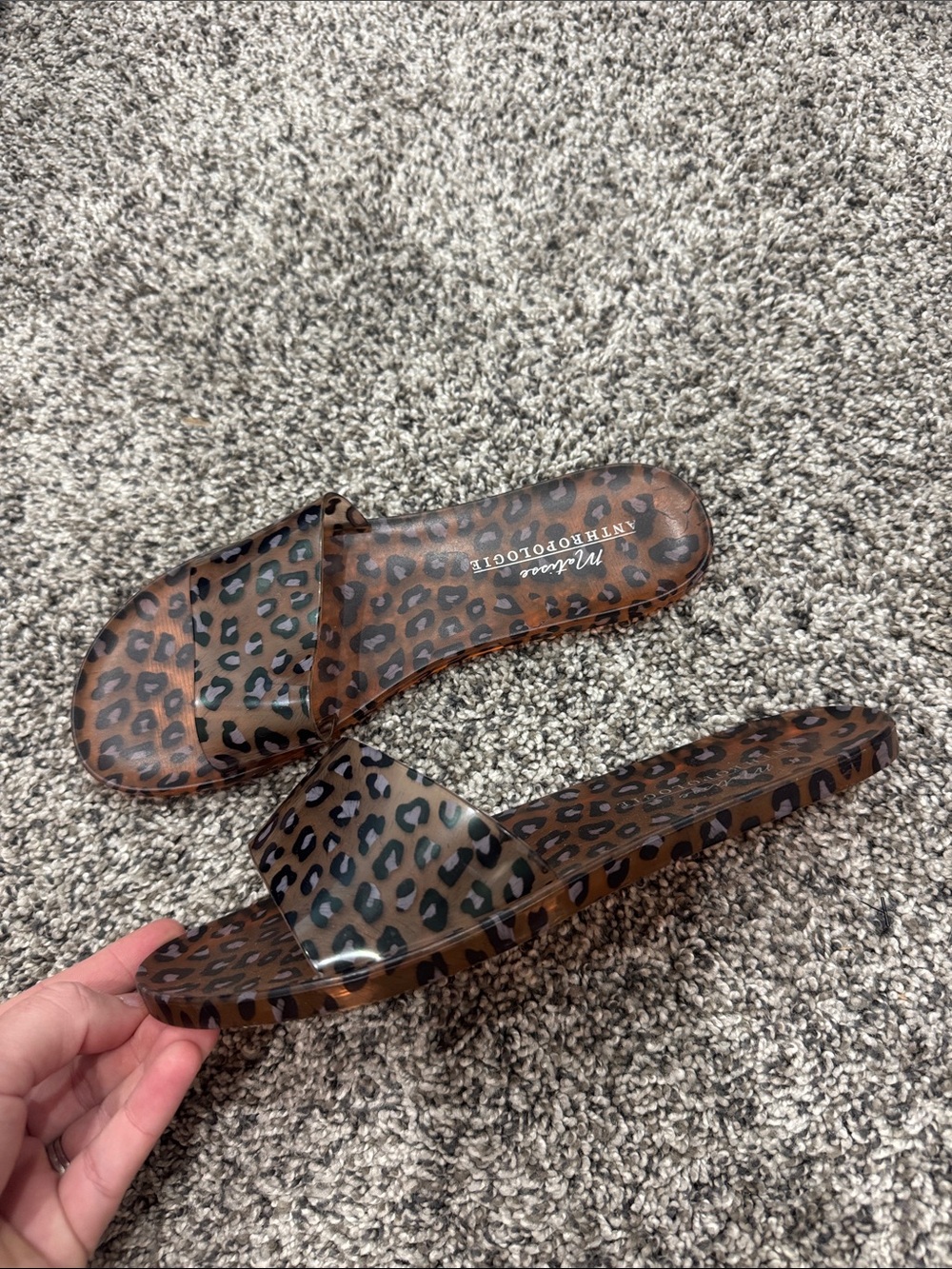 Anthropologie Jelly Leopard Sandals Sz 6